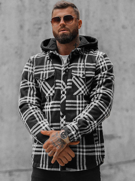Casual hoodie with checked pattern for Men
