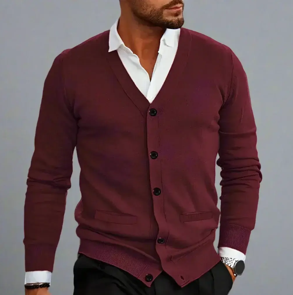 Classic sweater with button closure for men