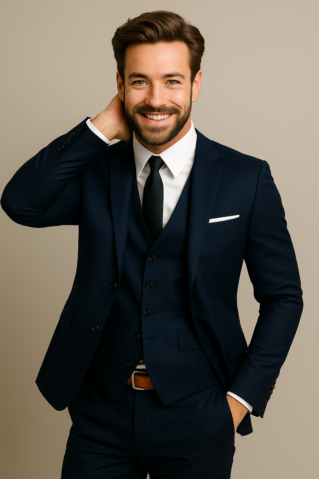 Men's 3-Piece Suit – Slim Fit Cotton Blazer, Waistcoat & Trousers